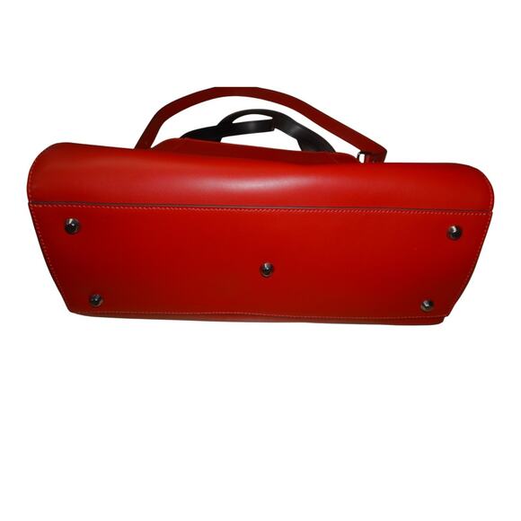 Nicoli Made in Italy Red Genuine Leather Structured Satchel Top Handle Bag - Picture 7 of 10